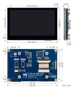 4,3" емкостный сенсорный QLED-дисплей 800 × 480 с интерфейсом DSI без корпуса