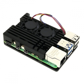 Алюминиевый корпус для Raspberry Pi 5 с двумя охлаждающими вентиляторами