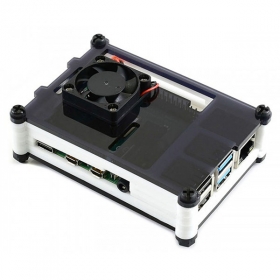 Черно-белый акриловый корпус для Raspberry Pi 4 с охлаждающим вентилятором