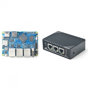 Одноплатный мини-компьютер NanoPi R5S-LTS 4Гб RAM/64Гб eMMC в металлическом корпусе