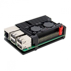 Охлаждающий корпус из алюминиевого сплава для Raspberry Pi с двойным вентилятором (case B)
