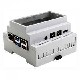 Пластиковый корпус на DIN-рейку для Raspberry Pi 4 с прозрачной крышкой